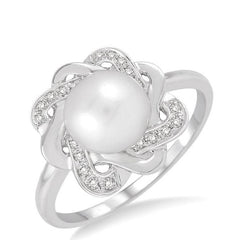 Parkplace Jewelers Silver Pearl & Diamond Ring 88699PPSSWPSLRG