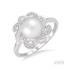 ASHI Silver Pearl & Diamond Ring 88699PPSSWPSLRG
