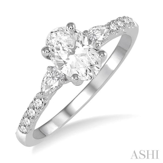 ASHI Oval Shape Semi-Mount Diamond Engagement Ring 23714PPFHWG-SM-OV
