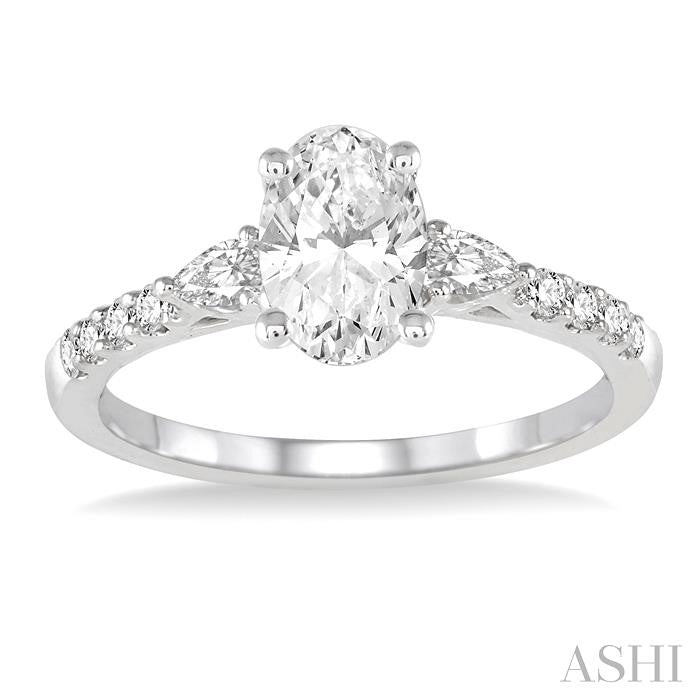 ASHI Oval Shape Semi-Mount Diamond Engagement Ring 23714PPFHWG-SM-OV