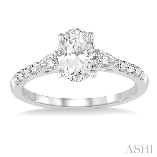 ASHI Oval Shape Semi-Mount Diamond Engagement Ring 23714PPFHWG-SM-OV