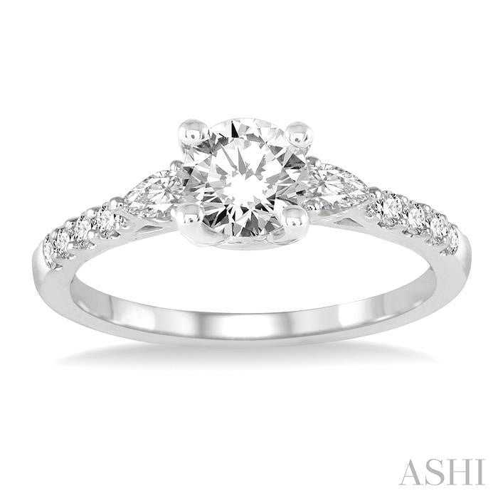 ASHI Round Shape Semi-Mount Diamond Engagement Ring 23714PPFHWG-SM-RD