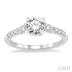 ASHI Round Shape Semi-Mount Diamond Engagement Ring 23714PPFHWG-SM-RD