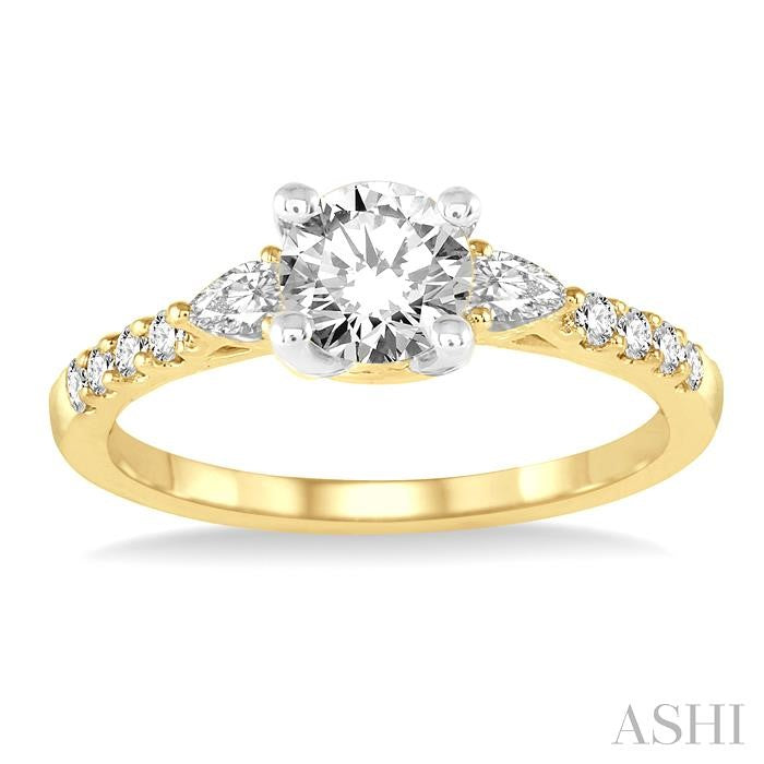 ASHI Round Shape Semi-Mount Diamond Engagement Ring 23714PPFHYW-SM-RD