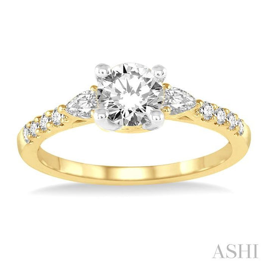 ASHI Round Shape Semi-Mount Diamond Engagement Ring 23714PPFHYW-SM-RD