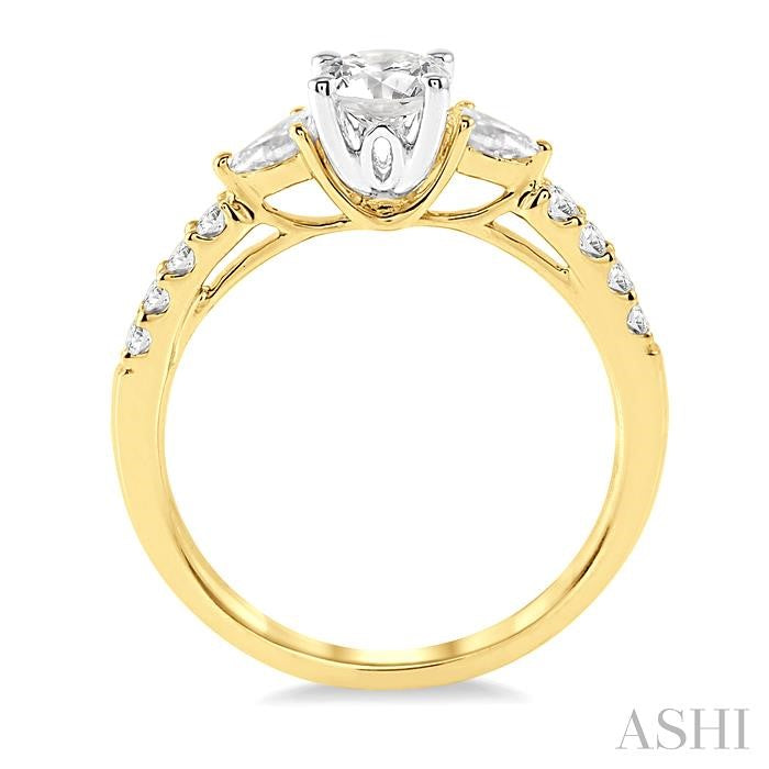 ASHI Round Shape Semi-Mount Diamond Engagement Ring 23714PPFHYW-SM-RD