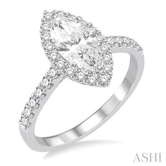 ASHI Marquise Shape Semi-Mount Halo Diamond Engagement Ring 237C5PPFVWG-SM