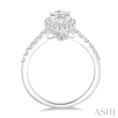 ASHI Marquise Shape Semi-Mount Halo Diamond Engagement Ring 237C5PPFVWG-SM