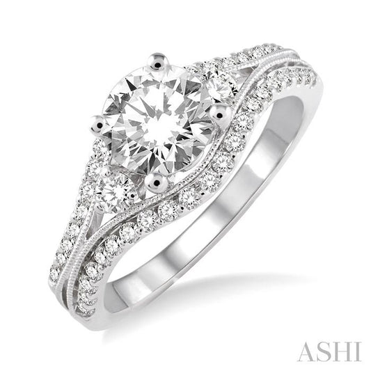 ASHI Round Shape Semi-Mount Diamond Engagement Ring 23963PPFVWG-SM