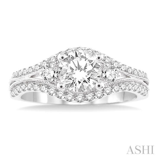 ASHI Round Shape Semi-Mount Diamond Engagement Ring 23963PPFVWG-SM