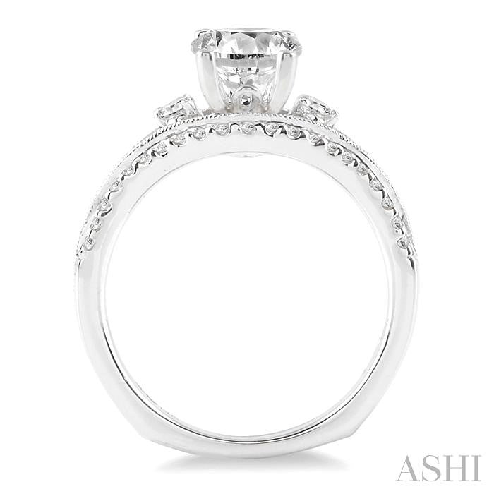 ASHI Round Shape Semi-Mount Diamond Engagement Ring 23963PPFVWG-SM