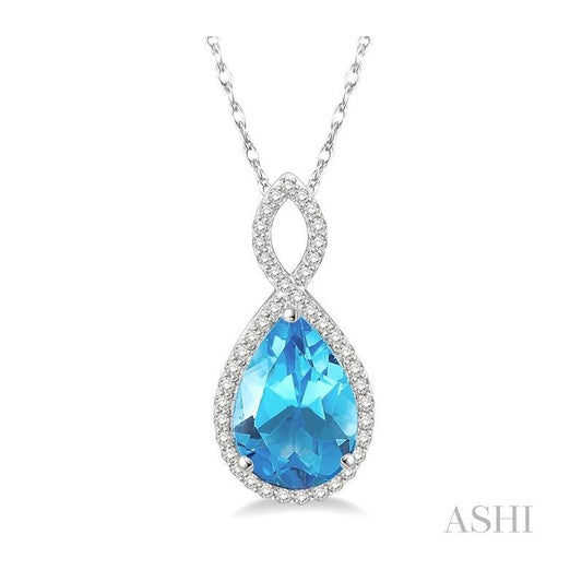 ASHI Pear Shape Gemstone & Halo Diamond Pendant 61236PPTSPDBTWG