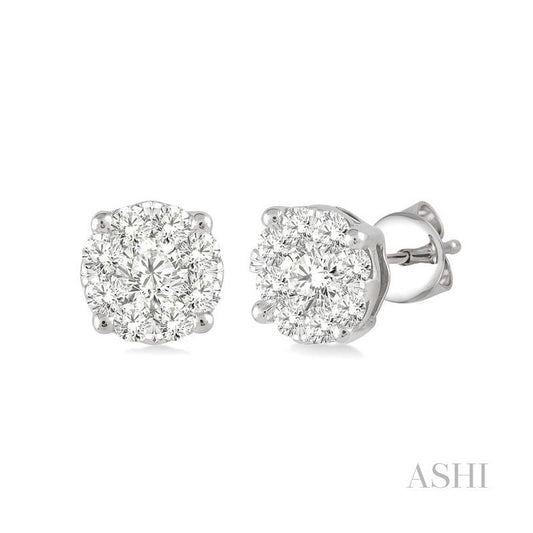 ASHI Round Shape Lovebright Essential Diamond Stud Earrings 91752PPFGERWG