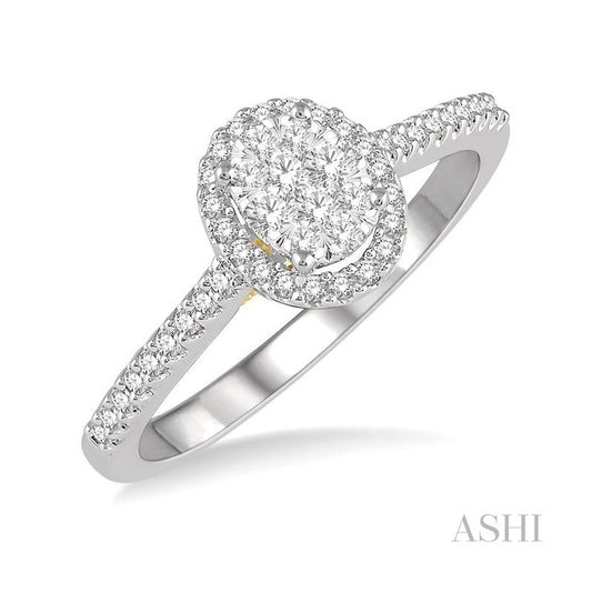 ASHI Oval Shape Halo Lovebright Essential Diamond Engagement Ring 125F5PPFVWY