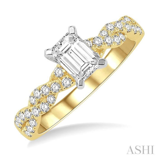 ASHI Emerald Shape Diamond Engagement Ring 240M2PPFGYW-LE