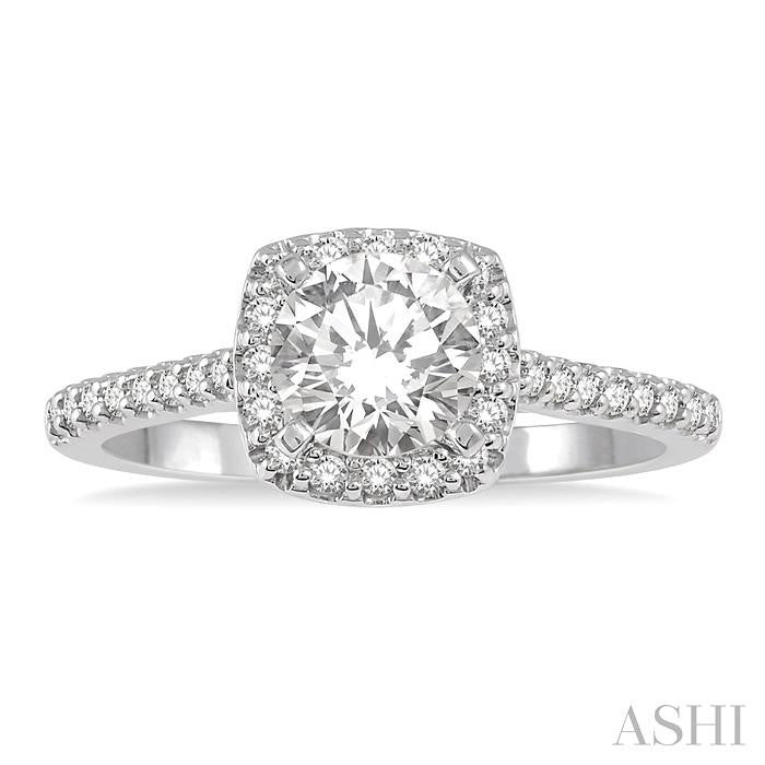 ASHI Cushion Shape Halo Diamond Engagement Ring 241G4PPFHWG-LE-RD