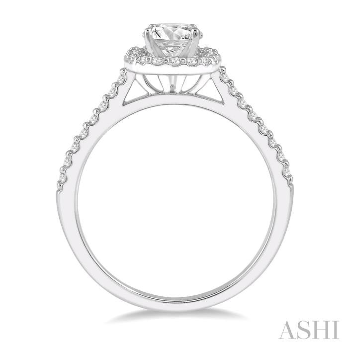 ASHI Cushion Shape Halo Diamond Engagement Ring 241G4PPFHWG-LE-RD