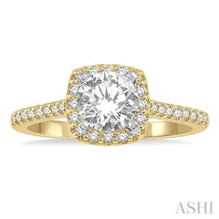 ASHI Cushion Shape Halo Diamond Engagement Ring 241G4PPFHYW-LE-RD