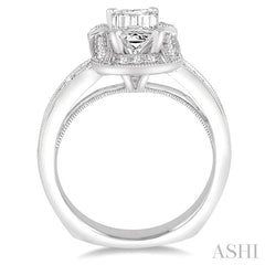 ASHI Emerald Shape Halo Diamond Engagement Ring 242C0PPFVWG-LE-1.15