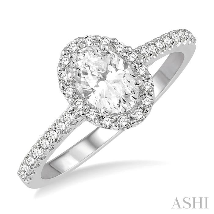 ASHI Oval Shape Halo Diamond Engagement Ring 242G0PPFHWG-LE-1.05