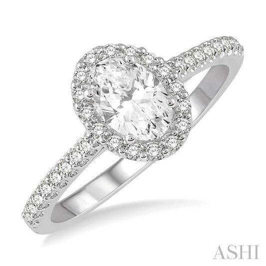 ASHI Oval Shape Halo Diamond Engagement Ring 242G0PPFHWG-LE-1.05