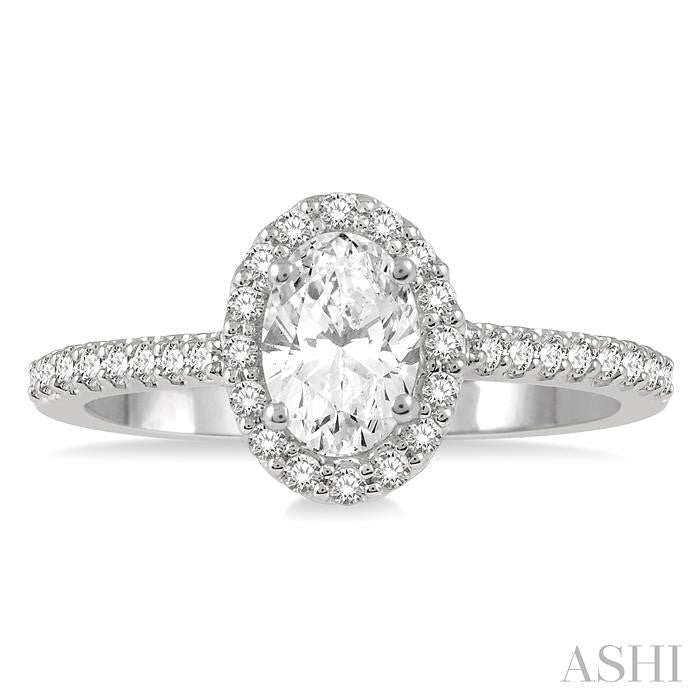 ASHI Oval Shape Halo Diamond Engagement Ring 242G0PPFHWG-LE-1.05