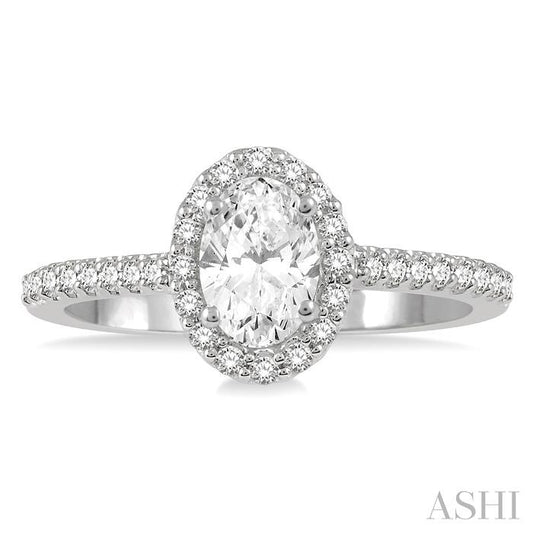 ASHI Oval Shape Halo Diamond Engagement Ring 242G0PPFHWG-LE-1.05