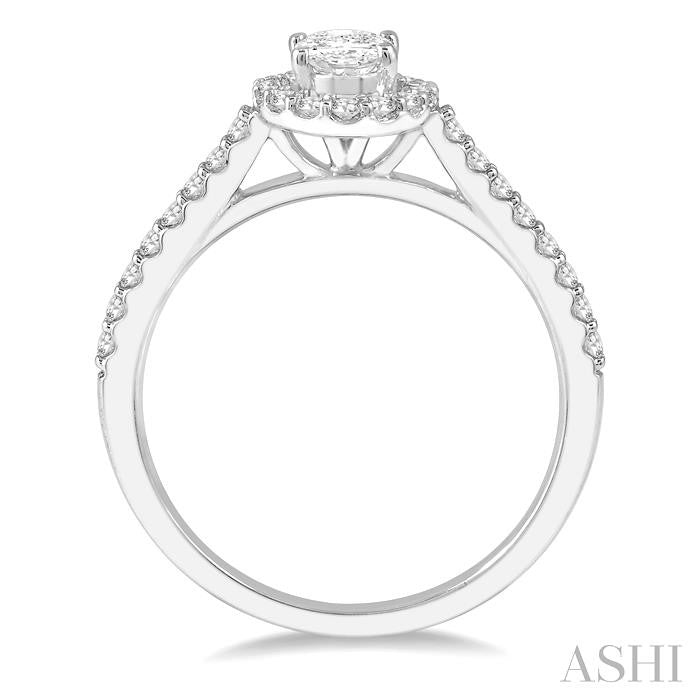 ASHI Oval Shape Halo Diamond Engagement Ring 242G0PPFHWG-LE-1.05
