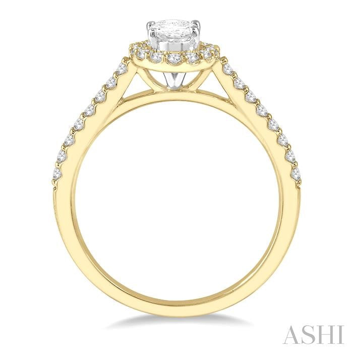 ASHI Oval Shape Halo Diamond Engagement Ring 242G4PPFGYW-LE