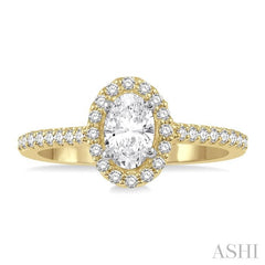 ASHI Oval Shape Semi-Mount Halo Diamond Engagement Ring 242G5PPFHYW-SM