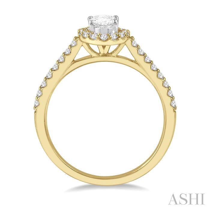ASHI Oval Shape Semi-Mount Halo Diamond Engagement Ring 242G5PPFHYW-SM