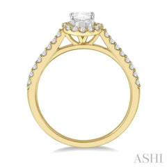 ASHI Oval Shape Semi-Mount Halo Diamond Engagement Ring 242G5PPFHYW-SM