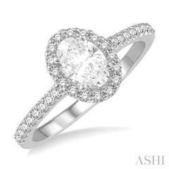 ASHI Oval Shape Semi-Mount Halo Diamond Engagement Ring 242G6PPFHWG-SM