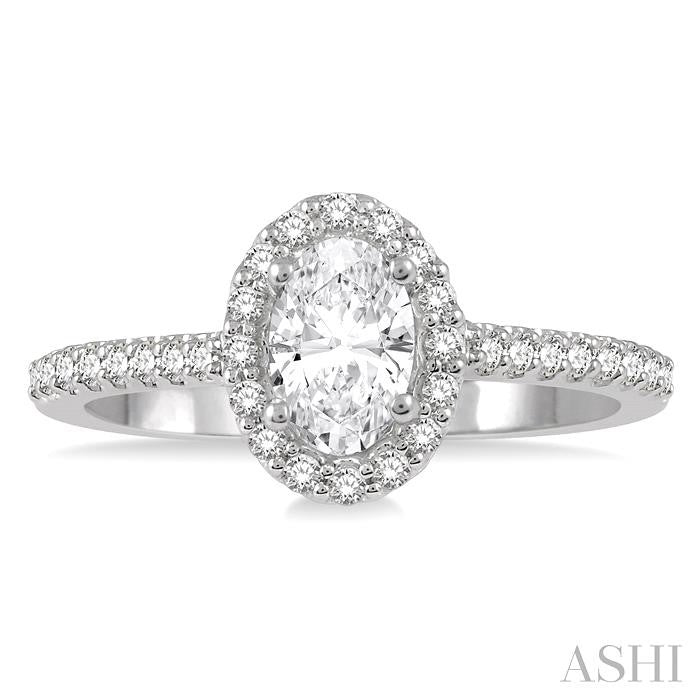 ASHI Oval Shape Semi-Mount Halo Diamond Engagement Ring 242G6PPFHWG-SM