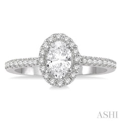 ASHI Oval Shape Semi-Mount Halo Diamond Engagement Ring 242G6PPFHWG-SM