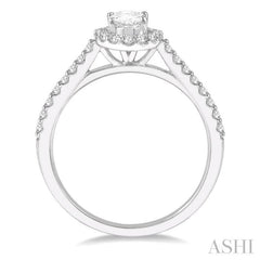ASHI Oval Shape Semi-Mount Halo Diamond Engagement Ring 242G6PPFHWG-SM