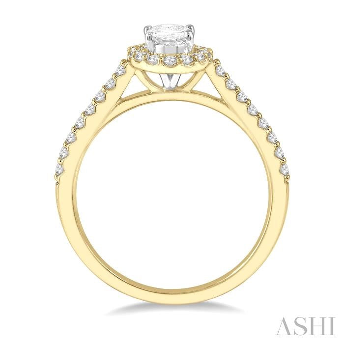 ASHI Oval Shape Semi-Mount Halo Diamond Engagement Ring 242G8PPFGYW-SM