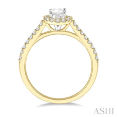 ASHI Oval Shape Semi-Mount Halo Diamond Engagement Ring 242G8PPFGYW-SM