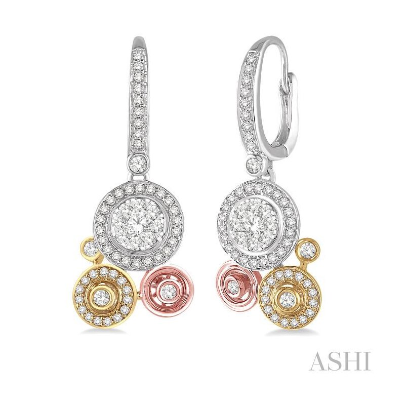 ASHI Round Shape Halo Lovebright Diamond Fashion Earrings 98412PPFHER3T