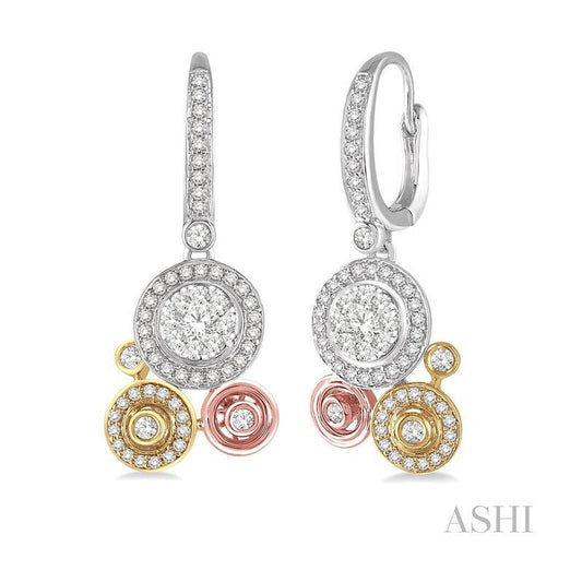 ASHI Round Shape Halo Lovebright Diamond Fashion Earrings 98412PPFHER3T