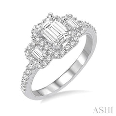 ASHI Emerald Shape Halo Diamond Engagement Ring 243C3PPFGWG-LE