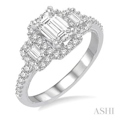 ASHI Emerald Shape Semi-Mount Halo Diamond Engagement Ring 243C3PPFGWG-SM
