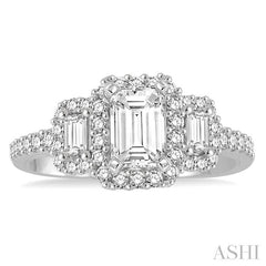 ASHI Emerald Shape Semi-Mount Halo Diamond Engagement Ring 243C3PPFGWG-SM