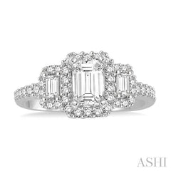 ASHI Emerald Shape Semi-Mount Halo Diamond Engagement Ring 243C5PPFGWG-SM