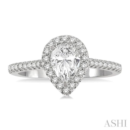 ASHI Pear Shape Halo Diamond Engagement Ring 243G4PPFGWG-LE