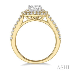 ASHI Cushion Shape Semi-Mount Halo Diamond Engagement Ring 243H6PPFHYW-SM-RD