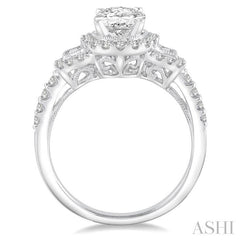 ASHI Oval Shape Semi-Mount Halo Diamond Engagement Ring 244A1PPFHWG-SM