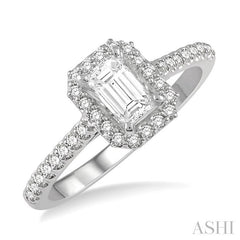ASHI Emerald Shape Halo Diamond Engagement Ring 244G4PPFGWG-LE