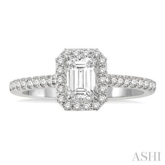 ASHI Emerald Shape Halo Diamond Engagement Ring 244G4PPFGWG-LE