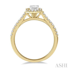 ASHI Emerald Shape Halo Diamond Engagement Ring 244G4PPFHYW-LE